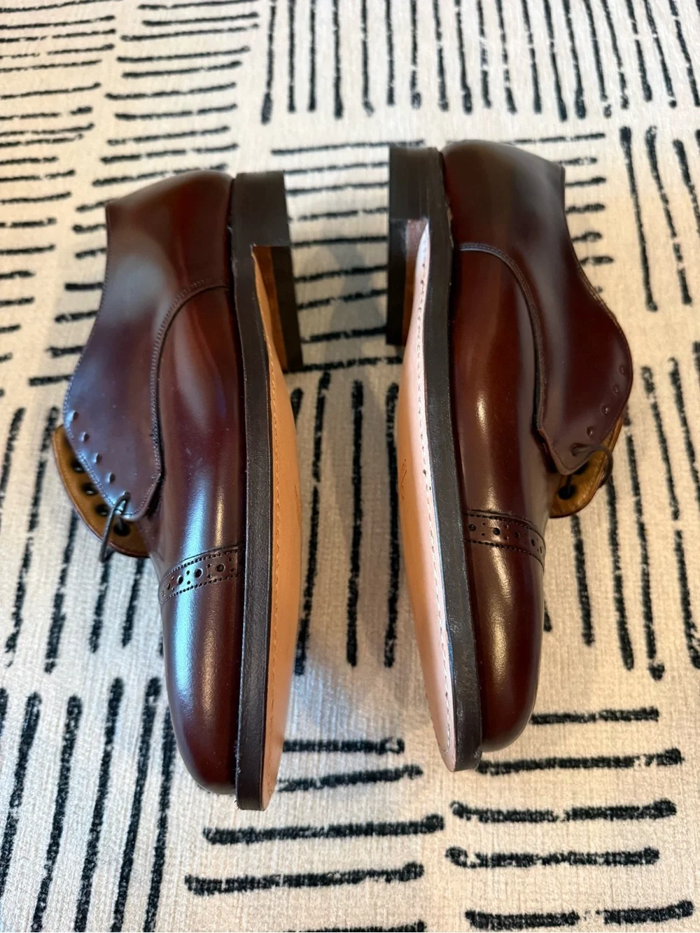 Johnston & Murphy Hutton Cap Toe Oxford Shoes Tuscan Brown 7.5 D Leather